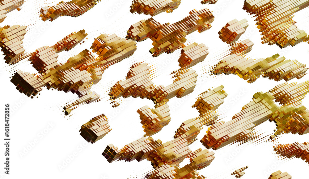 Poster high-resolution image of an abstract gold cube pattern. perfect for backgrounds, textures, and desig