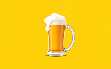 A beer on a yellow background. International Beer Day banner and concept. High quality