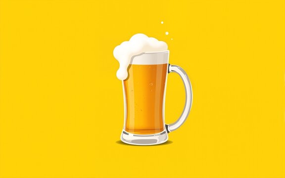 A beer on a yellow background. International Beer Day banner and concept. High quality