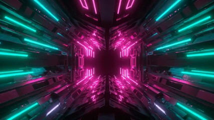 Immersive Light Tunnel, Neon Corridor, Futuristic Lab, Digital Art, Sci-Fi, Symmetrical Center Viewpoint, Abstract Technology Concept - Powered by Adobe