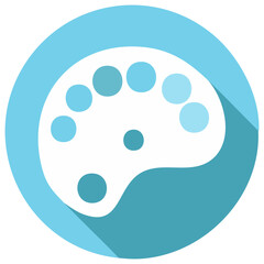 Fototapeta premium Creative art palette icon with blue shades in flat design style with shadow