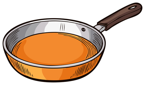 orange pan with brown handle clip art preview