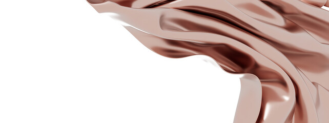 Luxury rose gold silk fabric flowing. Perfect for elegant designs, beauty, fashion, and cosmetic products.