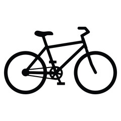 Black outline illustration of a bicycle isolated on a white background for transportation