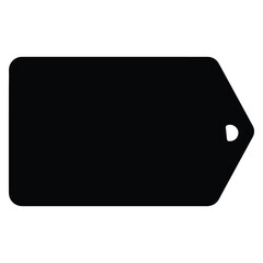 Black price tag illustration with rounded corners and a circular hole for retail and sales