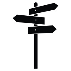 Black signpost silhouette illustration featuring three directional arrows pointing various ways