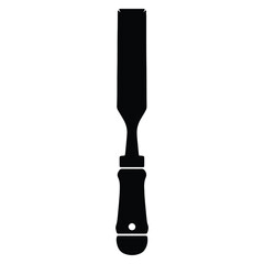 Black silhouette carpenter chisel tool for woodworking and construction projects isolated