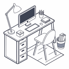 vector illustration of office desk