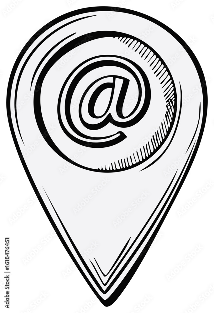 Poster email location marker icon. digital email symbol in a map pin shape