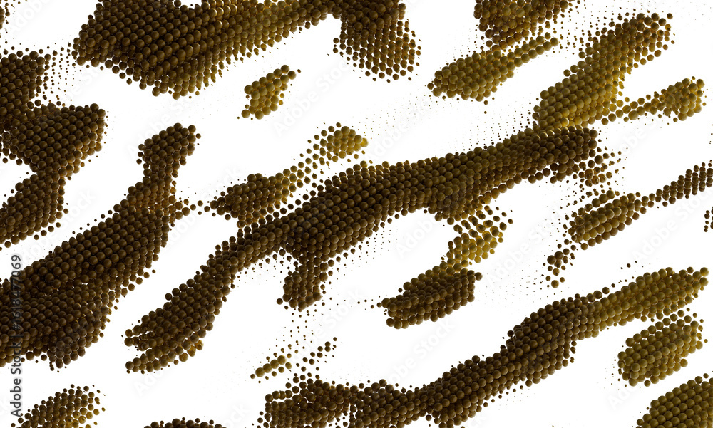 Poster high-resolution image of abstract gold spheres forming a unique pattern. ideal for backgrounds, text
