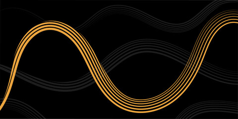 Abstract background with lines and waves. Event poster. Medium banner size. Vector background for brochure, booklet, flyer. Abstract element for design. Orange and black color