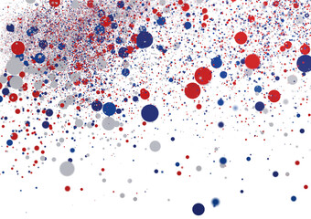 Abstract background with red, blue, and silver circles. Perfect for presentations or designs.