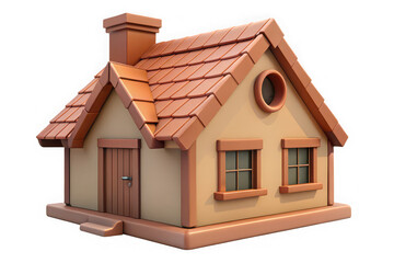 3d illustration of a cute cartoon house isolated on transparent background