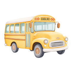 Yellow School Bus , watercolor 