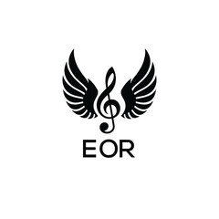 Obraz premium Creative Music Logo with Treble Clef and Wings –EOR Musical Brand Identity Design. EOR Letter Logo. 