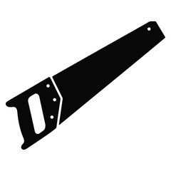 Black silhouette of a hand saw perfect for woodworking or construction projects