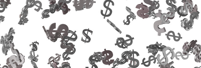 Dollar Signs Raining over Transparent Background