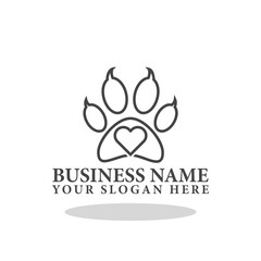  Love Paw logo icon template with shadow