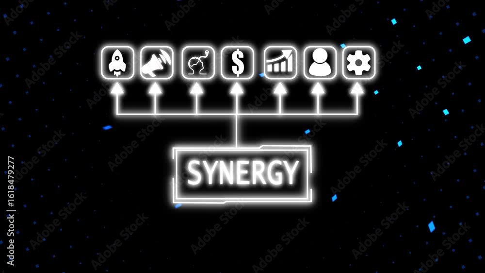 Poster digital synergy concept illustrating teamwork and business cooperation for success ,business, intern