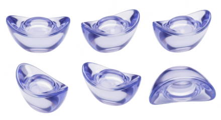 Glass money-shaped ingots arranged on a white surface depicting wealth and prosperity Use for finance or luck visuals