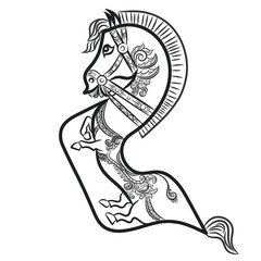 Handdrawn simple horse with ornaments