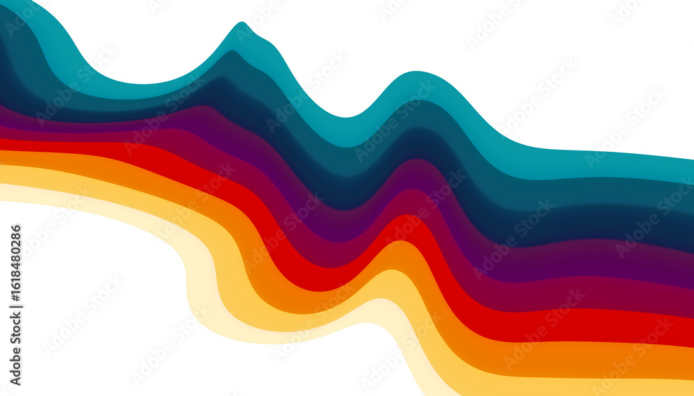 Poster futuristic background in simple retro style design with colorful lines. overlay abstract retro desig