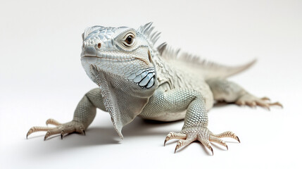 A Close-Up Portrait of a White Iguana on a Clean Background
깨끗한 배경에 있는 흰색 이구아나의 클로즈업 초상화
