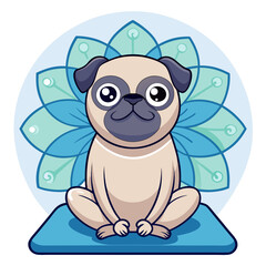 pug sitting in a meditation pose