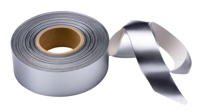 Metallic Silver Ribbon Roll for Crafting and Gift Wrapping with Smooth Satin Finish and Curled End
