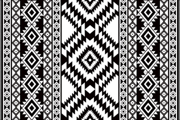 Ancient echoes Aztec geometric seamless patterns southwest Navajo Native American tribal ethnic black and white for textile printing	