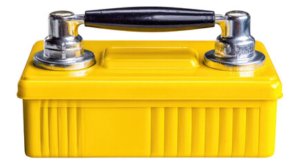 Bright Yellow Tool Box with Metal Handle and Storage Compartments for Home Improvement and DIY Projects