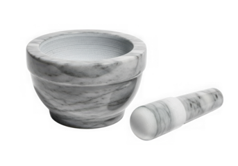 A marble mortar and pestle isolated on transparent background