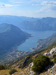 view of the Bay of Kotor in Montenegro. Panorama of the city of Kotor