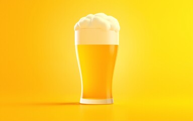 A beer on a yellow background. International Beer Day banner and concept. High quality