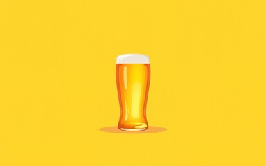 A beer on a yellow background. International Beer Day banner and concept. High quality