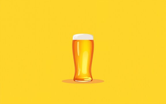 A beer on a yellow background. International Beer Day banner and concept. High quality