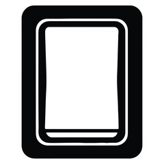 Minimalist black and white rectangular frame with rounded corners on white background