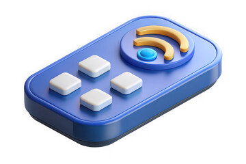 Stylized blue retro video game controller with banana shaped buttons