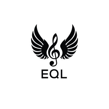 Creative Music Logo with Treble Clef and Wings &ndash;EQL Musical Brand Identity Design. EQL Letter Logo.
