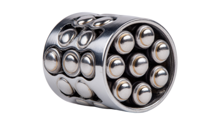 Close-Up View of a Silver Metal Rolling Ball Toy with Smooth Surface and Unique Shape for Desk Decoration