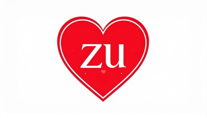 _initial logo letter ZU with heart shape red colored, logo design for wedding invitati.