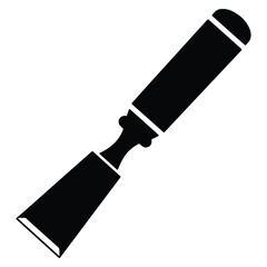 Professional black and white vector illustration of a woodworking carpenter's chisel tool