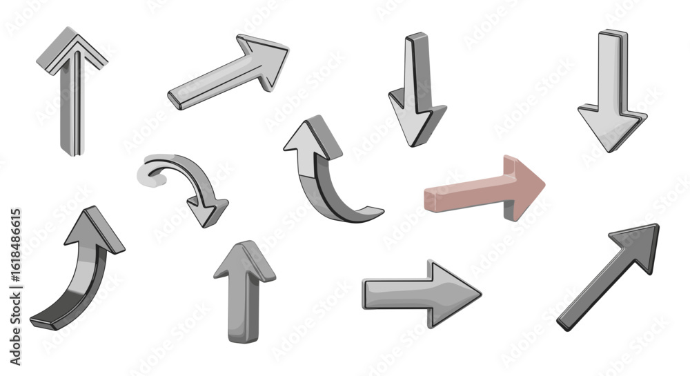 Aufkleber collection of stylized arrows pointing in various directions including up down and curved paths