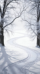 Obraz premium Winter Road Snow Landscape Snowy Path Through Trees