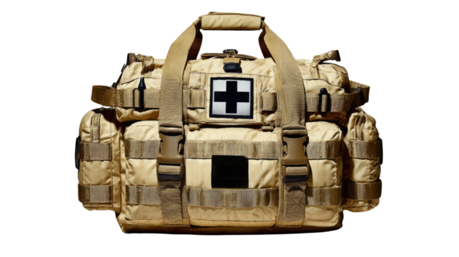 Tactical medical bag with essential compartments for emergency medical supplies and first aid items readiness