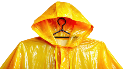 Bright Yellow Rain Jacket Hanging on a Hook, Perfect for Weather Protection and Outdoor Activities