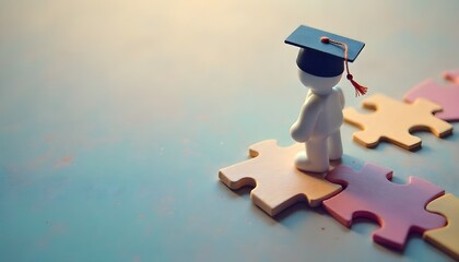  puzzle with graduation cap symbizes education, created with generative ai
