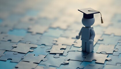 puzzle with graduation cap symbizes education, created with generative ai