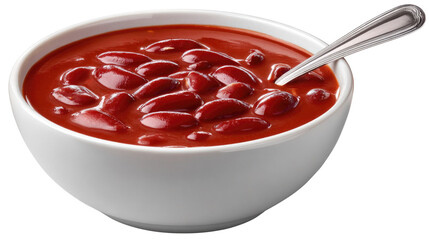 Delicious Red Kidney Beans in Tomato Sauce Served in a White Bowl with Spoon for Culinary Delight