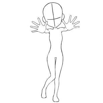 minimal line art of a faceless character holding hands close to the chest, expressing shyness, love, or a quiet emotion, in a simple and soft anime-inspired style